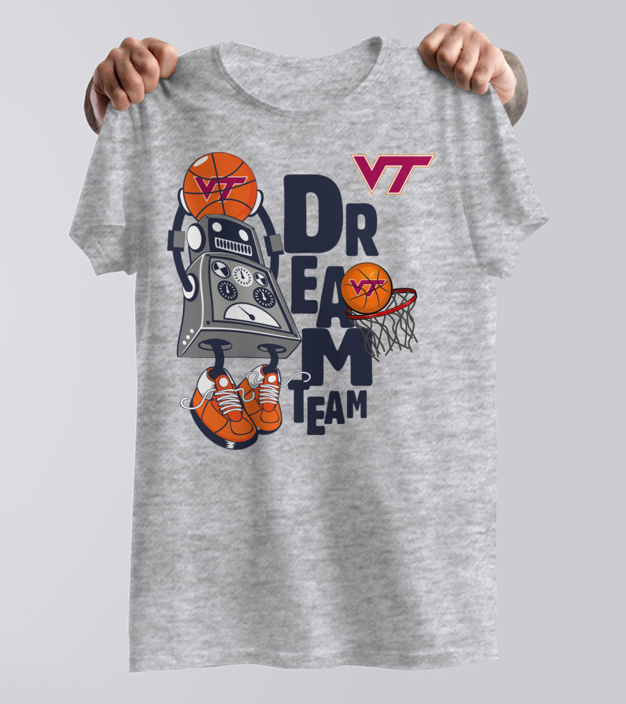Virginia Tech Vt Dream Team Basketball Robot T-Shirt