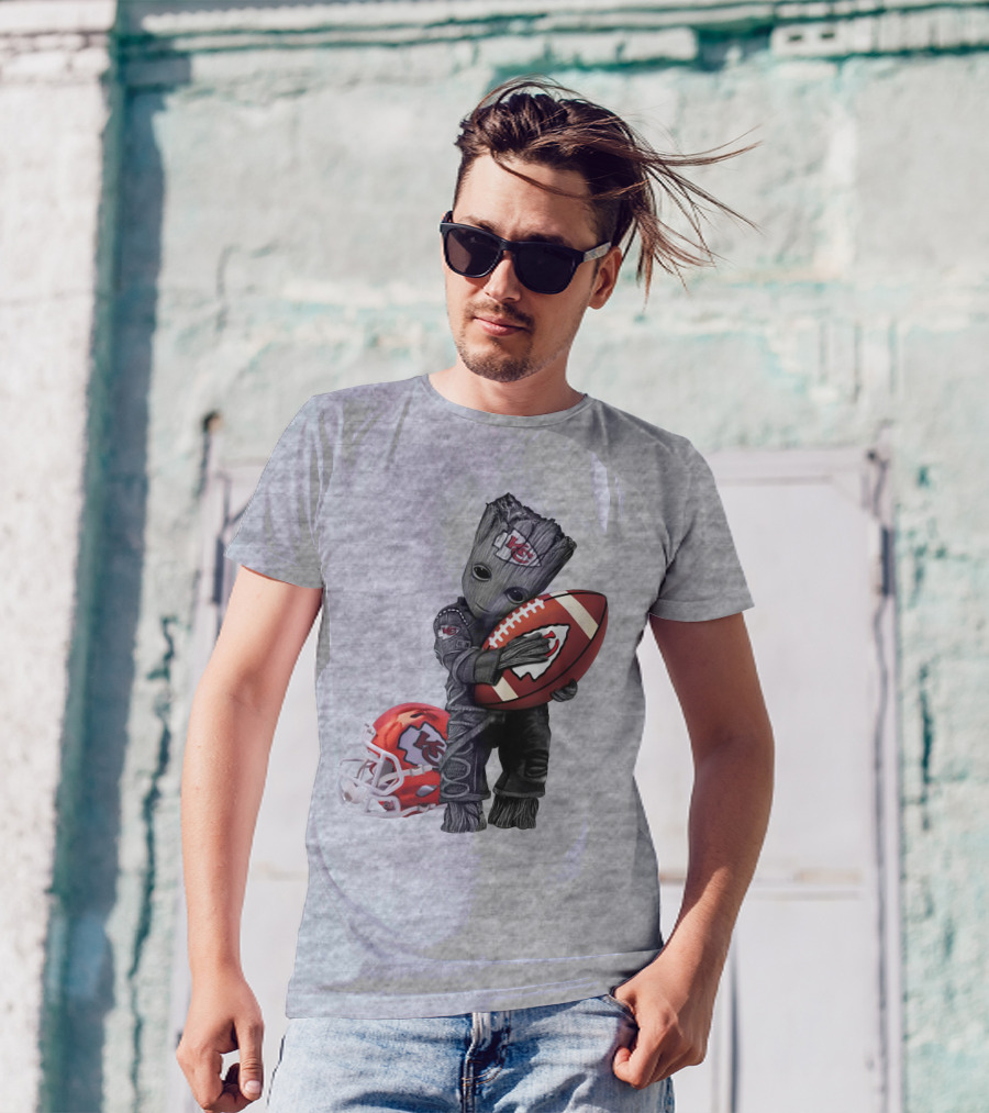 Kansas City Chiefs Baby Groot Football Helmet T-Shirt