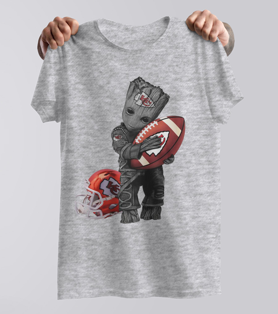 Kansas City Chiefs Baby Groot Football Helmet T-Shirt