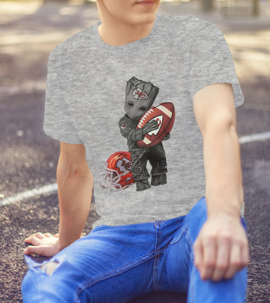 Kansas City Chiefs Baby Groot Football Helmet T-Shirt