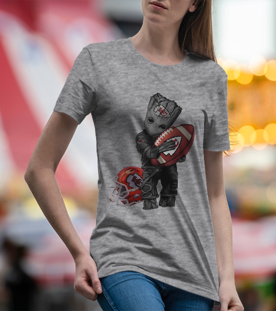 Kansas City Chiefs Baby Groot Football Helmet T-Shirt