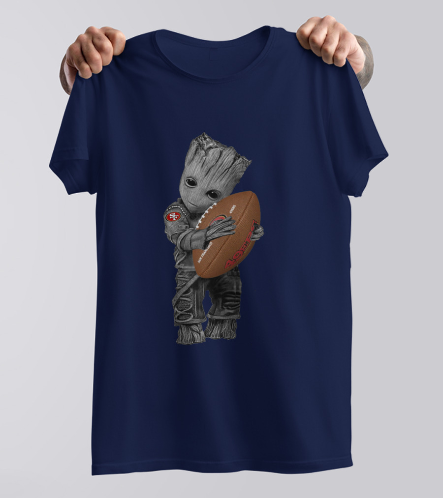 49ers Baby Groot Holding Football Nfl Crossover T-Shirt