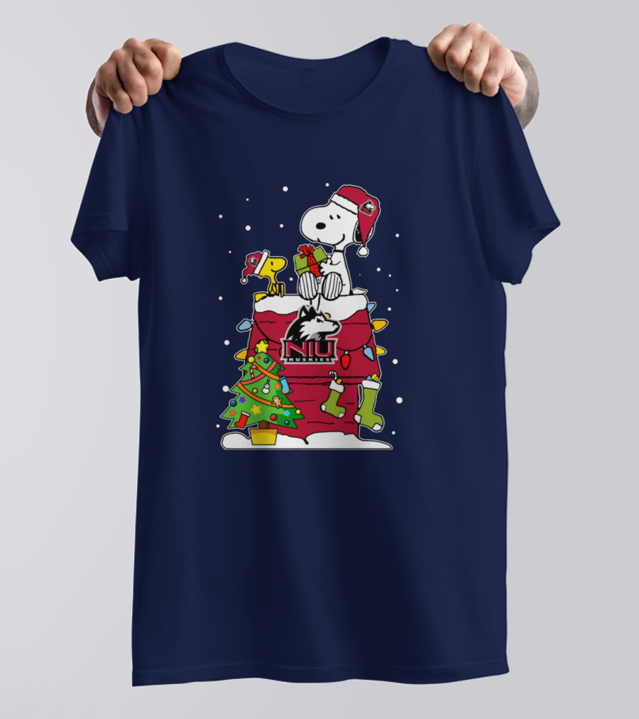 Northern Illinois Huskies Snoopy Woodstock Christmas Happy New Year T-Shirt