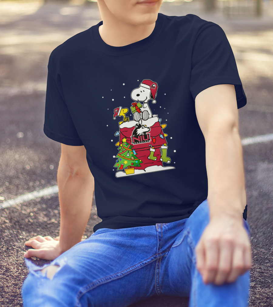 Northern Illinois Huskies Snoopy Woodstock Christmas Happy New Year T-Shirt