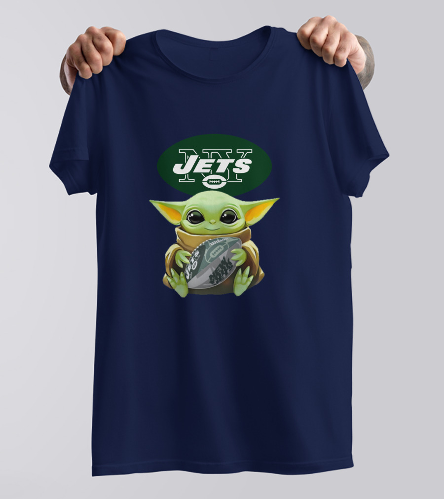 Jets Baby Yoda Holding Football New York T-Shirt