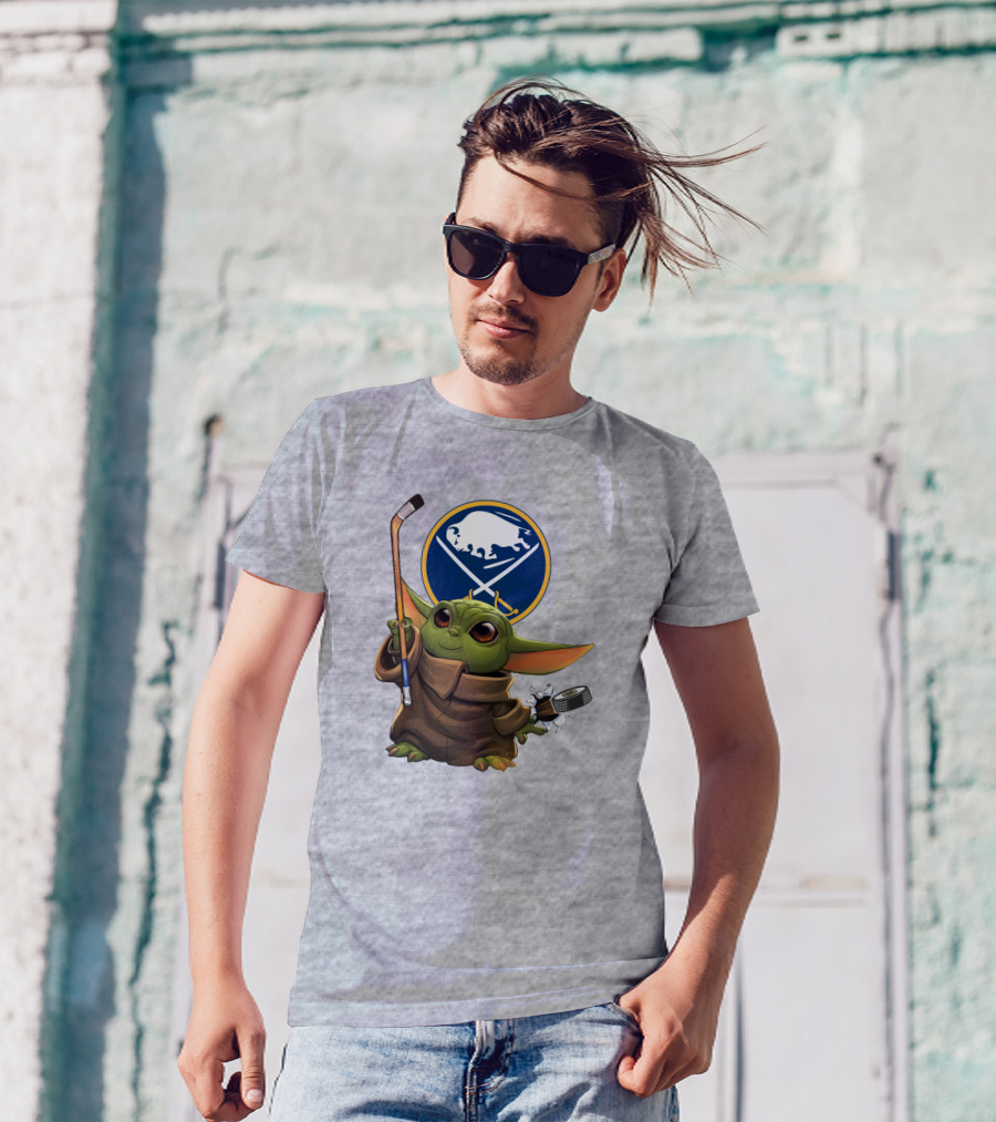 Buffalo Sabres Baby Yoda Hockey Stick And Puck T-Shirt