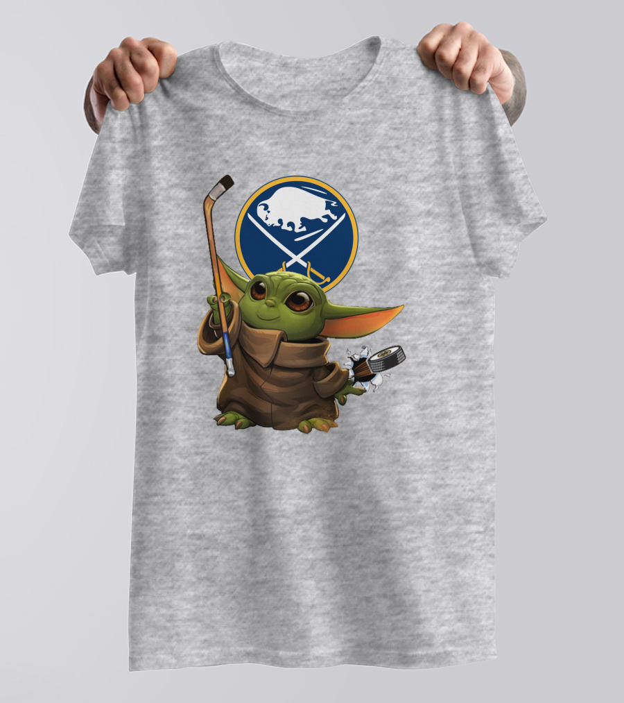 Buffalo Sabres Baby Yoda Hockey Stick And Puck T-Shirt