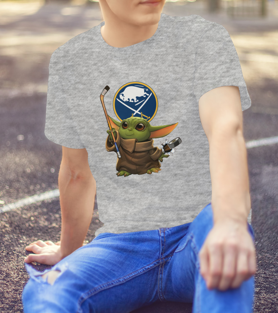 Buffalo Sabres Baby Yoda Hockey Stick And Puck T-Shirt