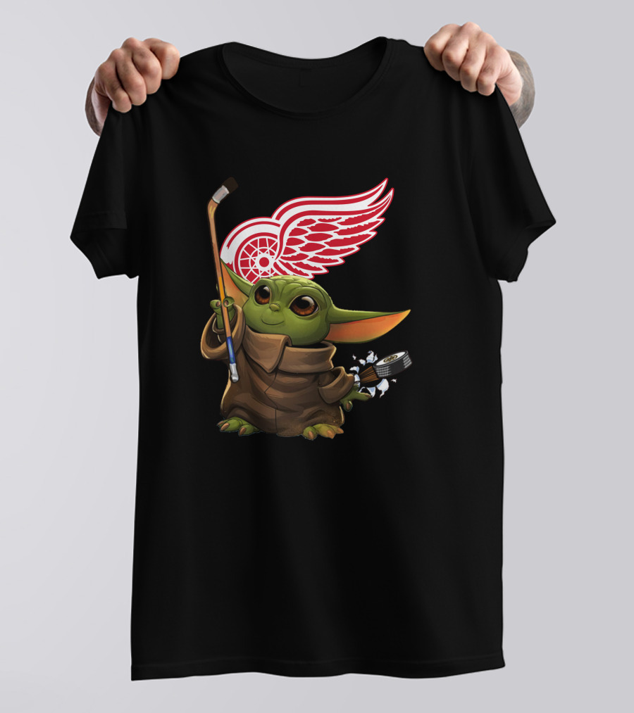 Detroit Red Wings Baby Yoda Hockey T-Shirt