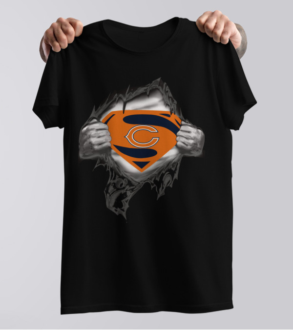 Chicago Bears Superman Shield Logo Rip Reveal T-Shirt