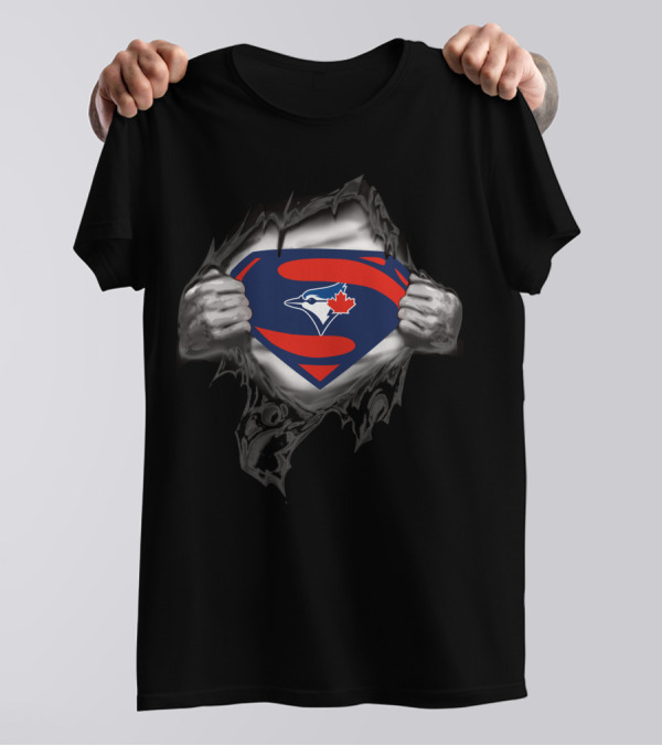 Toronto Superman Blue Jays Maple Leaf Shield T-Shirt