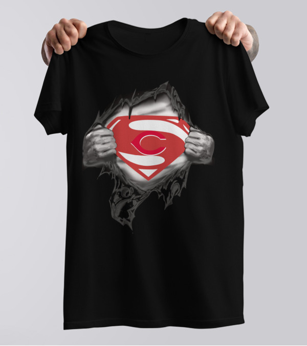 Cincinnati Reds Super Logo Superman Emblem T-Shirt