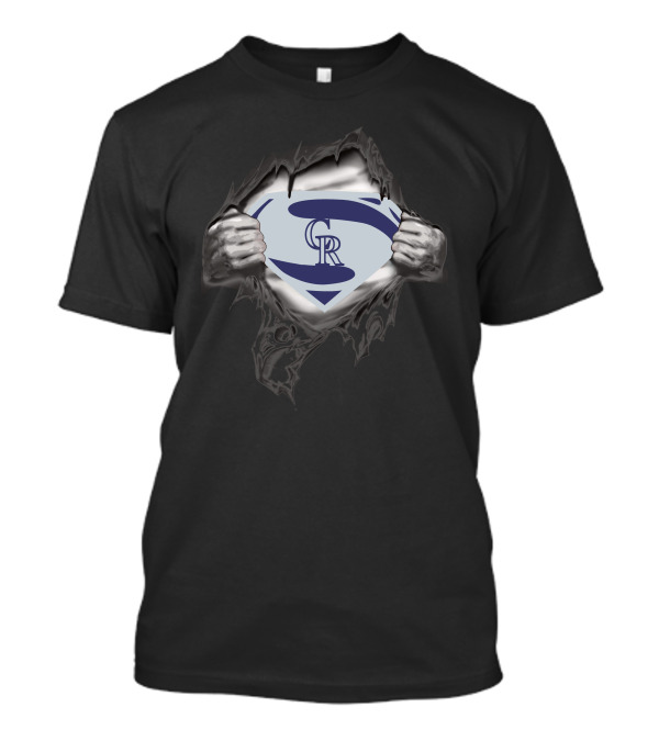 Colorado Rockies Super Man Logo Emblem Rip T-Shirt