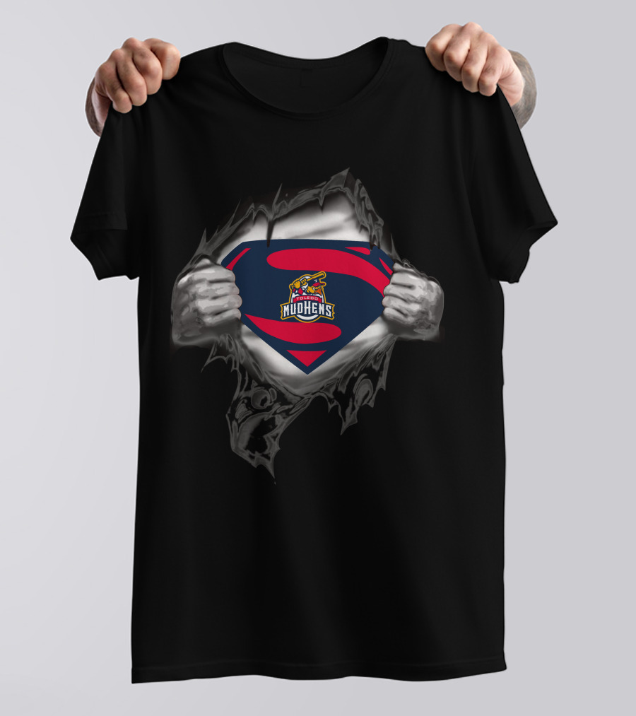 Toledo Mud Hens Superman Logo With Tattered Costume Effect T-Shirt