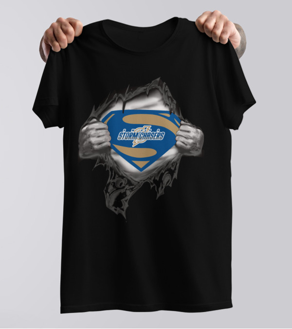 Omaha Storm Chasers Superman Logo Rip Through Hero T-Shirt