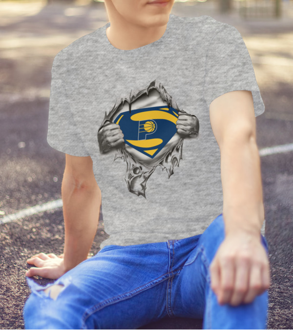 Indiana Pacers Logo Superman Chest Emblem T-Shirt