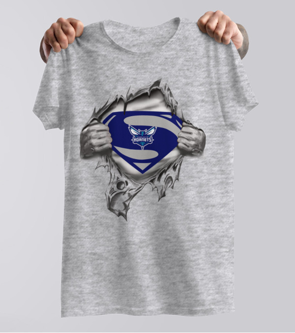 Charlotte Hornets Superman Logo Burst T-Shirt