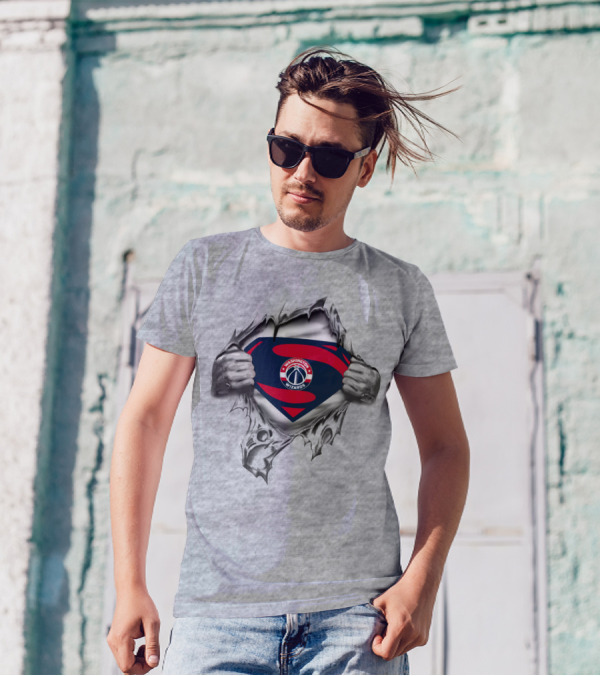 Washington Wizards Superman Shield Logo Tear Through T-Shirt