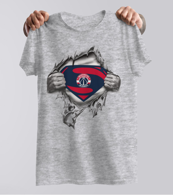 Washington Wizards Superman Shield Logo Tear Through T-Shirt