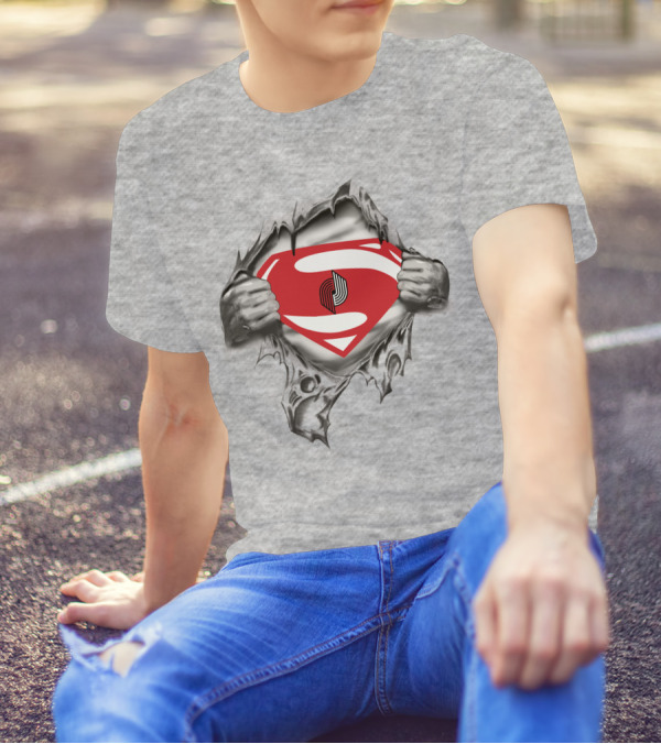 Portland Trail Blazers Superman Logo Breakthrough T-Shirt