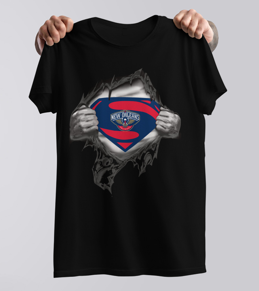 New Orleans Pelicans Superman Logo Rip T-Shirt