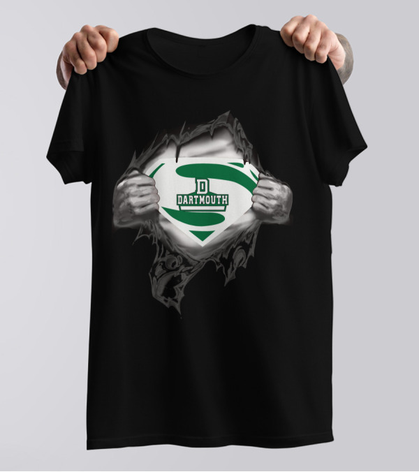 Dartmouth Super D Logo Shield Ripping Through T-Shirt