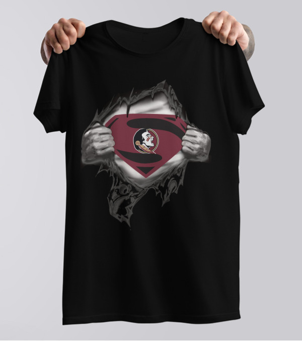 Florida State Seminoles Superman Logo Emblem Tear Effect T-Shirt