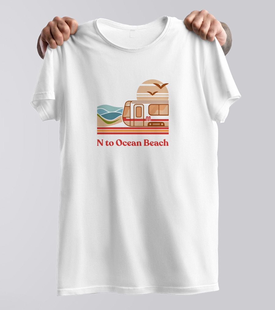 Chrisarvinsf N To Ocean Beach Tram With Scenic Coastline T-Shirt