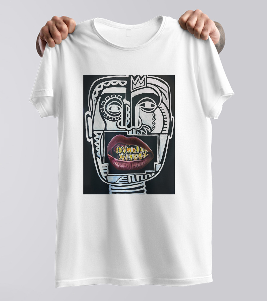 Dooga Culture Champion 2.0 Abstract Face Crown And Gold Teeth T-Shirt