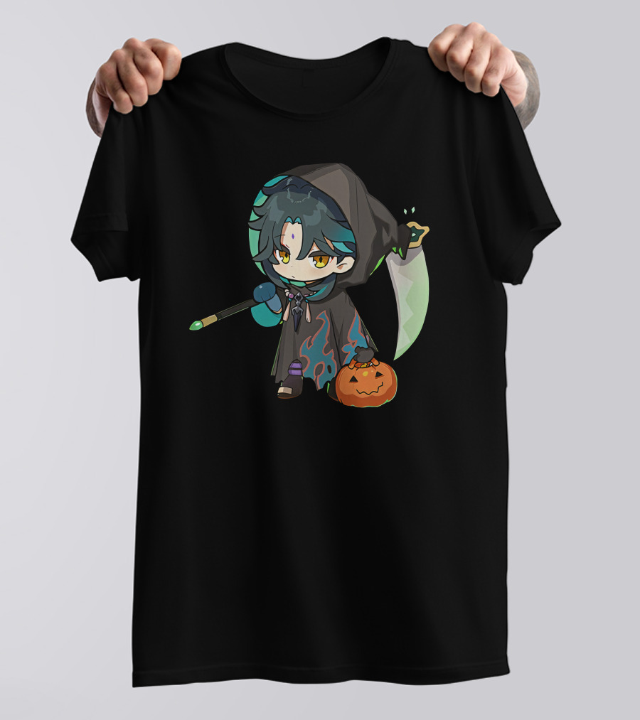 Happy Halloween Genshin Impact Xiao Pumpkin Lantern Ghost Hood T-Shirt