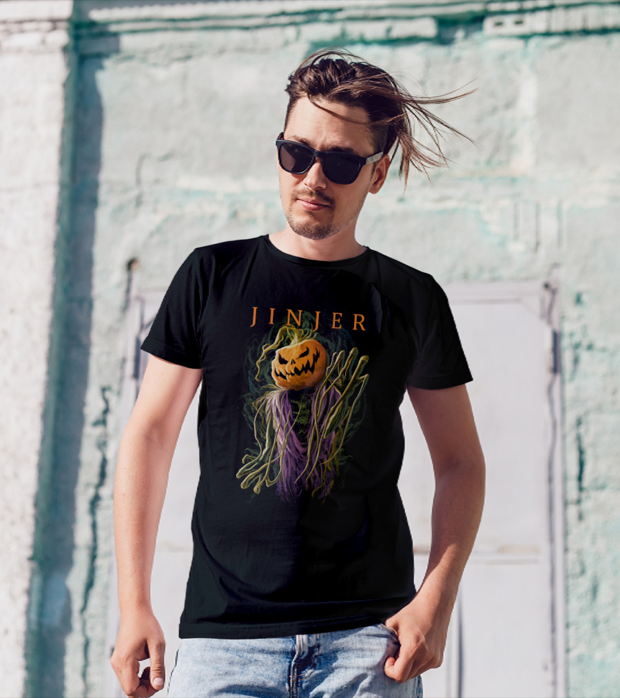 Jinjer Spooky Pumpkin Scarecrow Straw Halloween T-Shirt