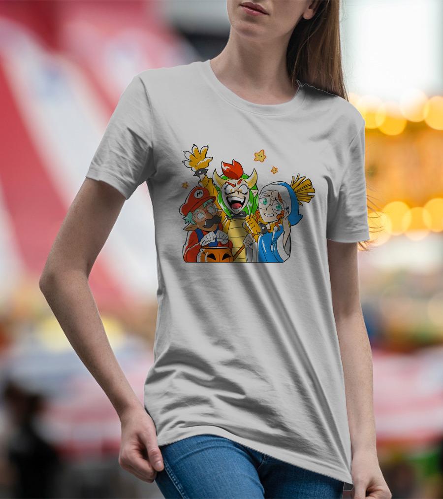 Bowser Mario And Princess Peach Celebrate Happy Halloween T-Shirt