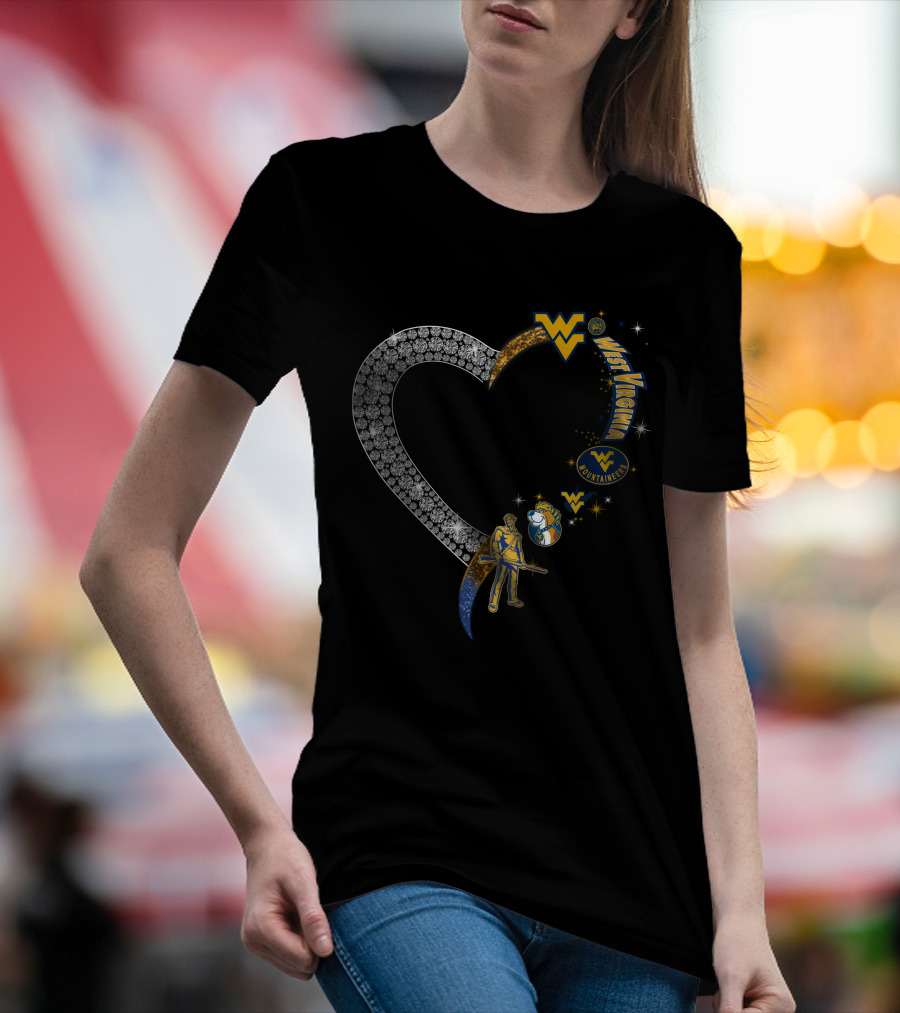 WVM Heart West Virginia Mountaineers Diamond Logo And Mascot T-Shirt