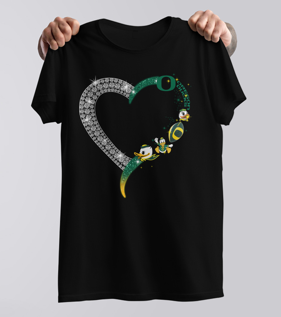 OD Heart Oregon Ducks Sparkling Heart Puddles Football T-Shirt