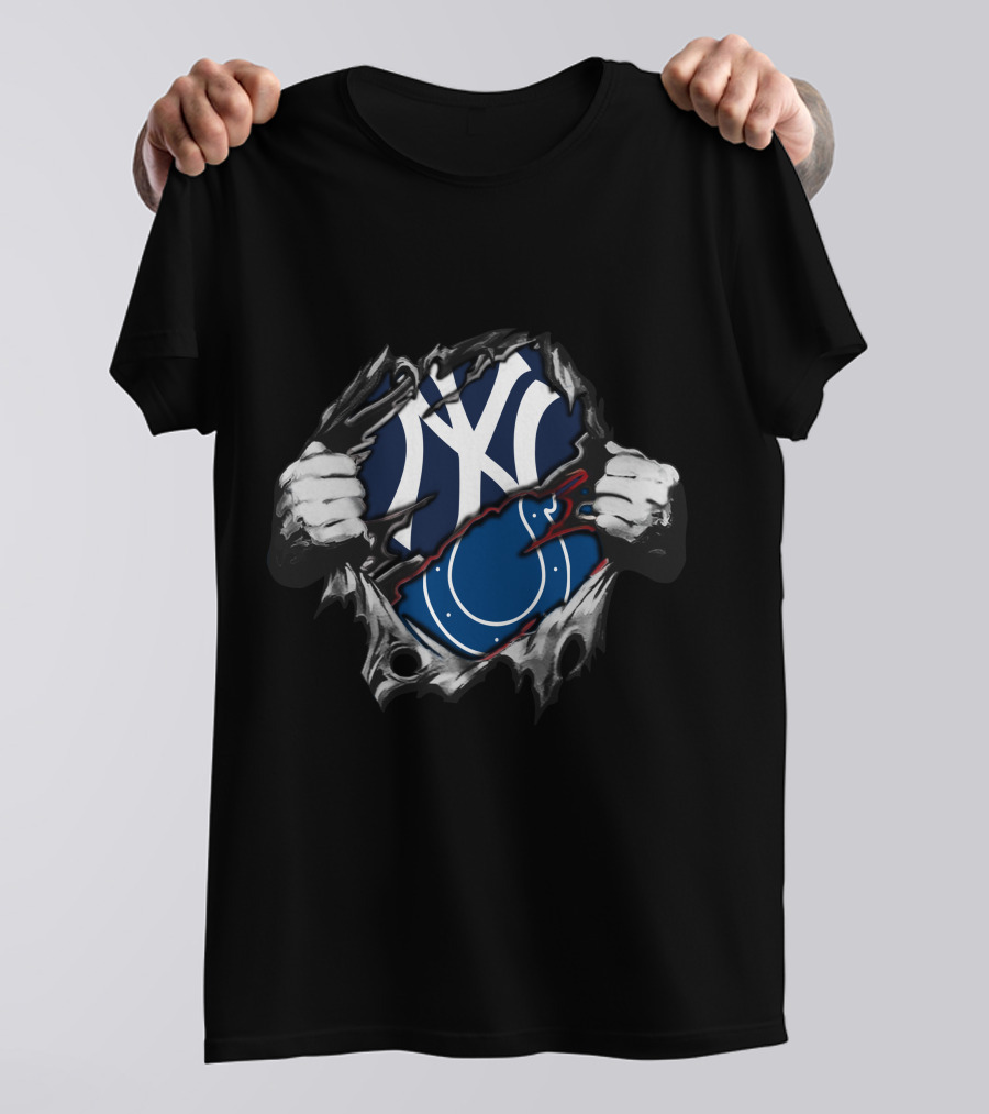 Colts Yankees Logo Fusion Peeling Effect T-Shirt