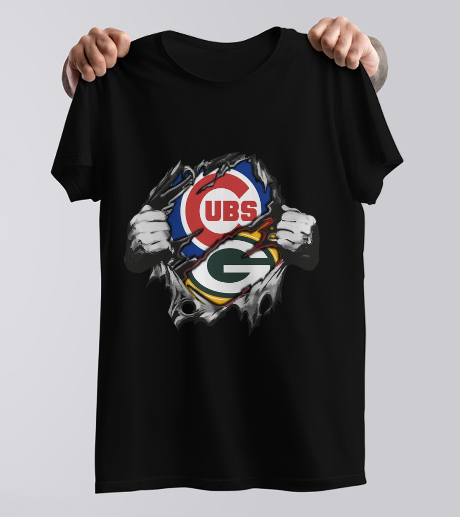 Cubs Packers Logo Tear T-Shirt