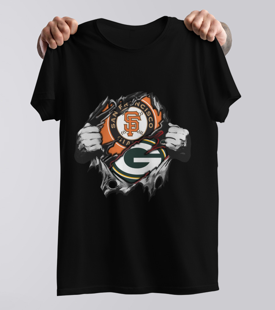 San Francisco Giants Green Bay Packers Logo Collision T-Shirt