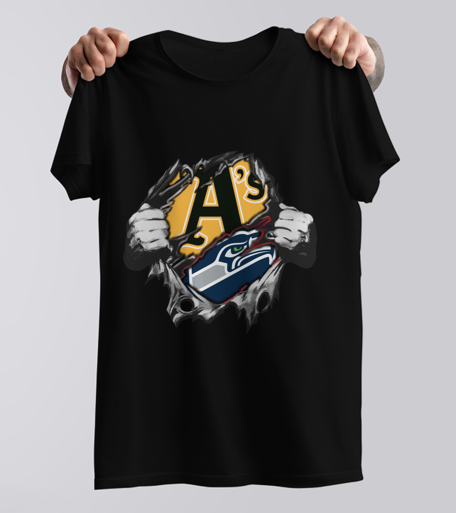 Seahawks And A's Logo Fusion T-Shirt