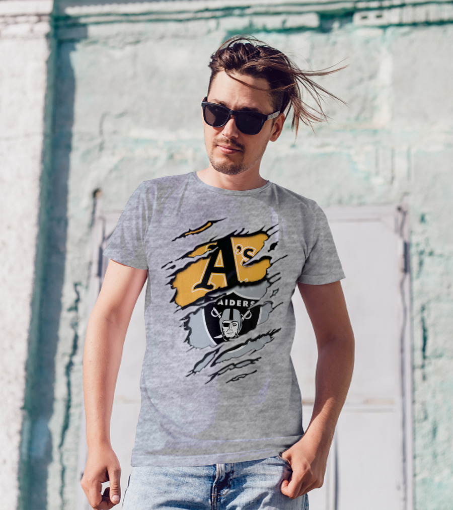 A's Raiders Ripped Crossover Sports T-Shirt