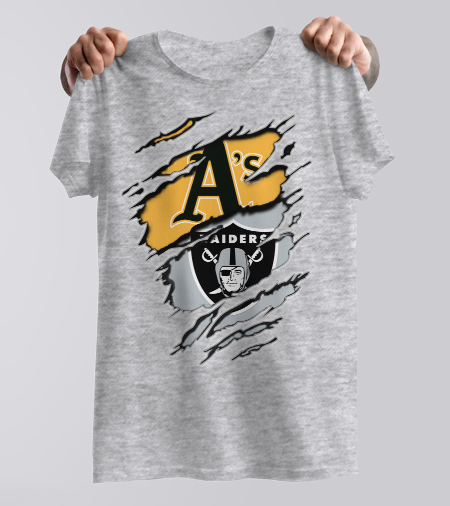A's Raiders Ripped Crossover Sports T-Shirt