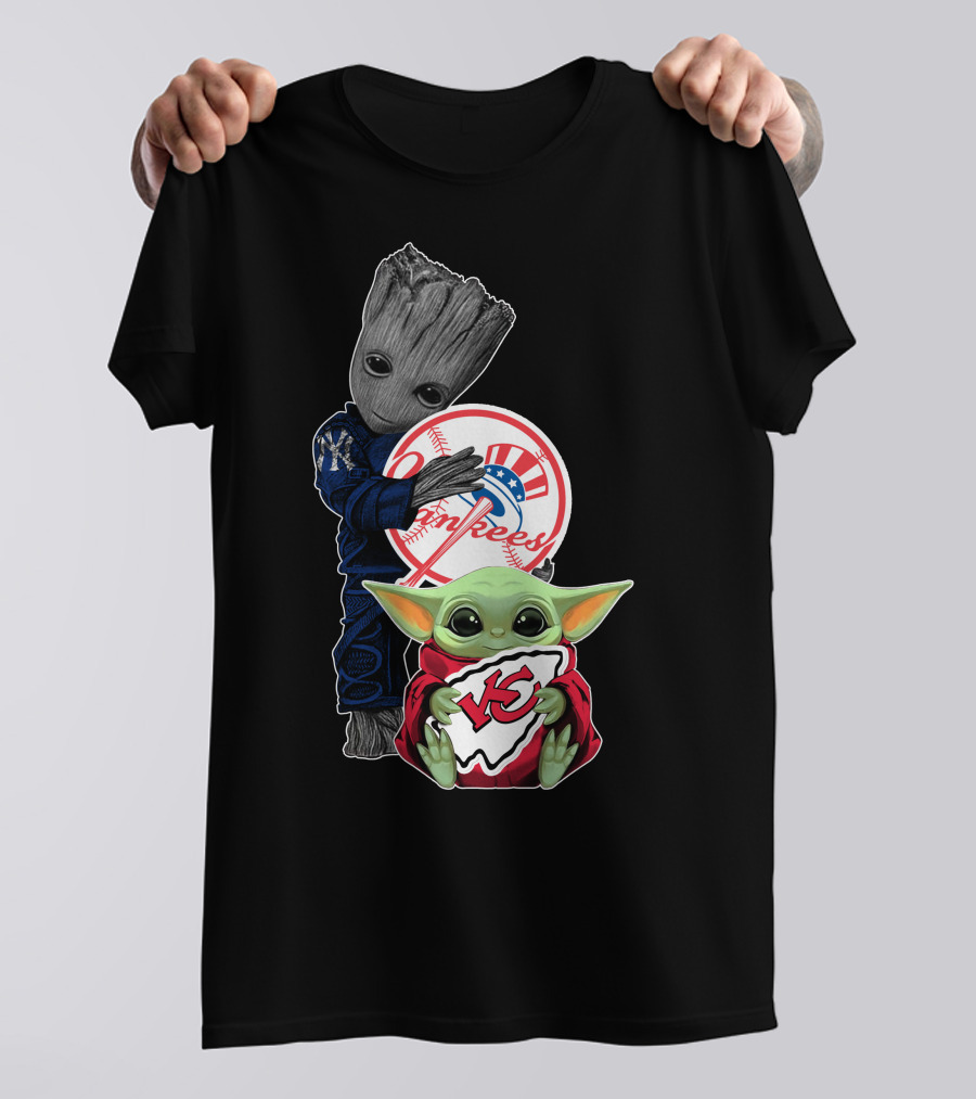 Yankees Groot Chiefs Baby Yoda T-Shirt