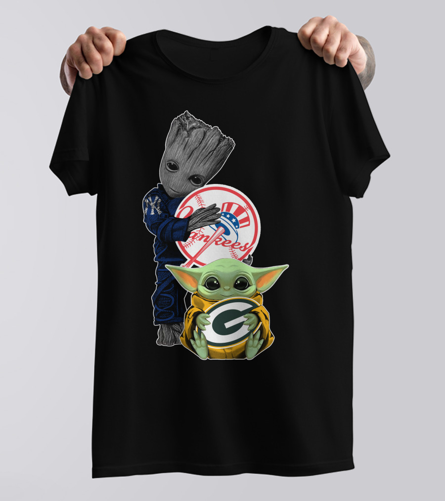 Yankees Groot Packers Baby Yoda T-Shirt