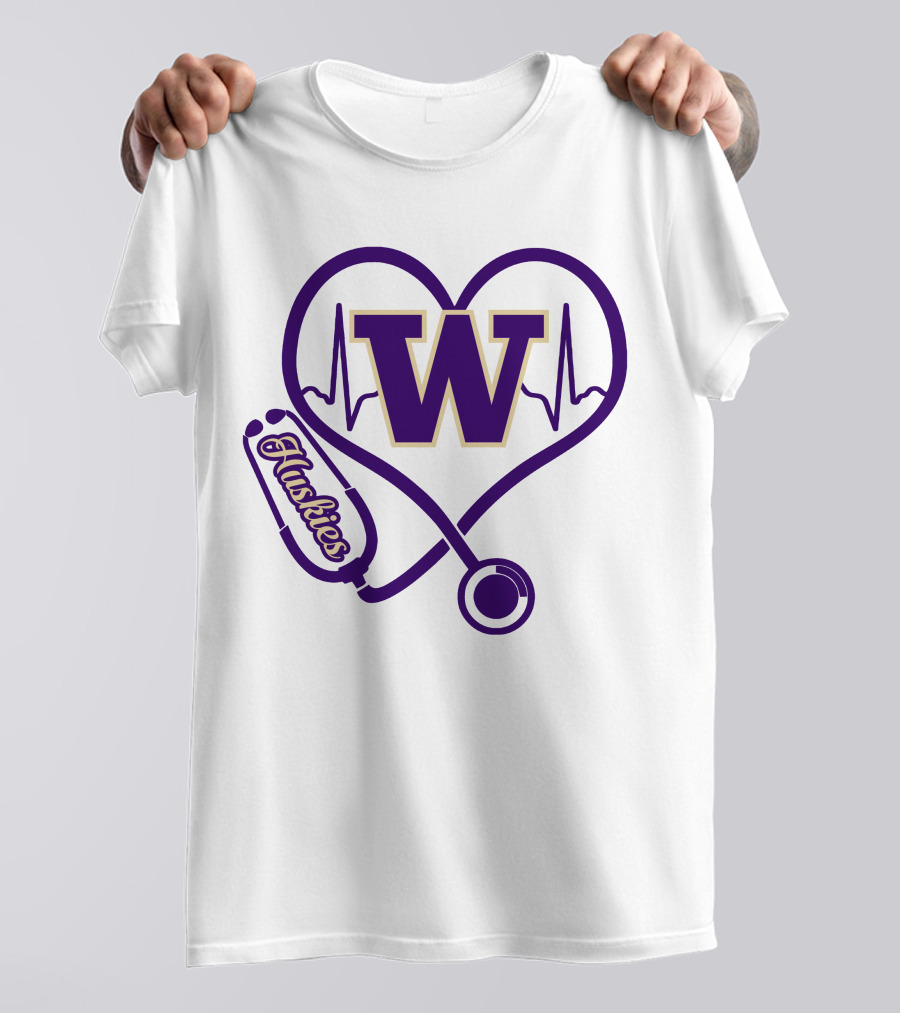 Huskies Stethoscope Heart W Washington T-Shirt