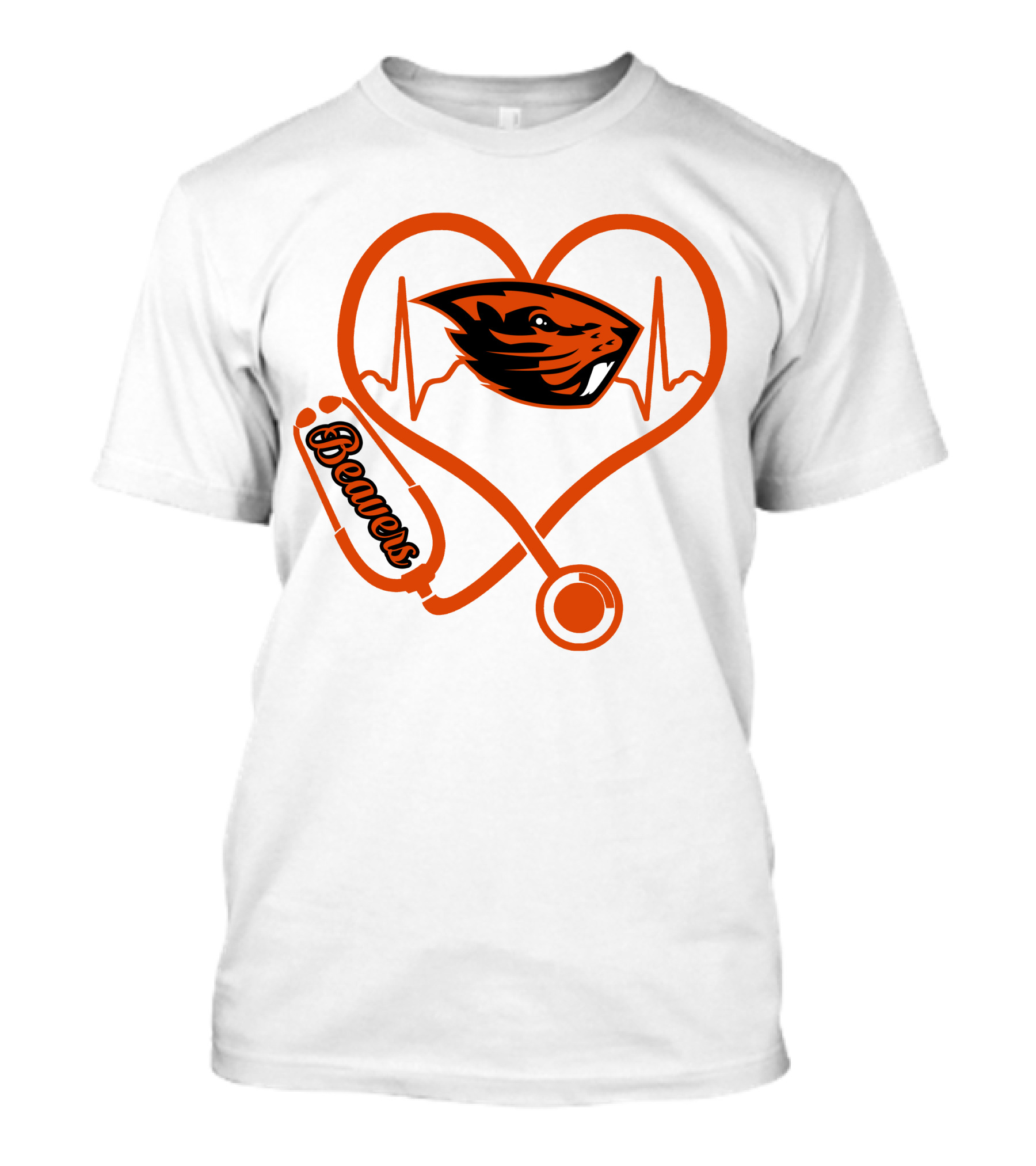 Beavers Nurse Love Oregon State Heartbeat T-Shirt