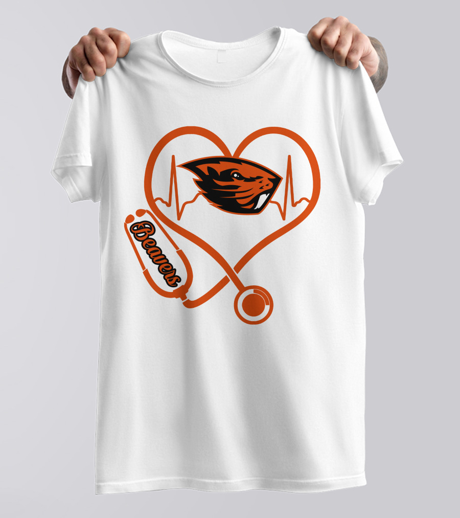 Beavers Nurse Love Oregon State Heartbeat T-Shirt