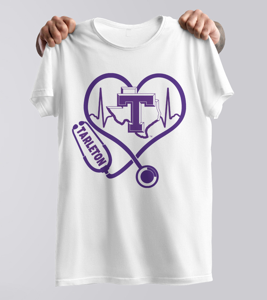 Tarleton State Stethoscope Heartbeat Nurse Love Texas Map T-Shirt
