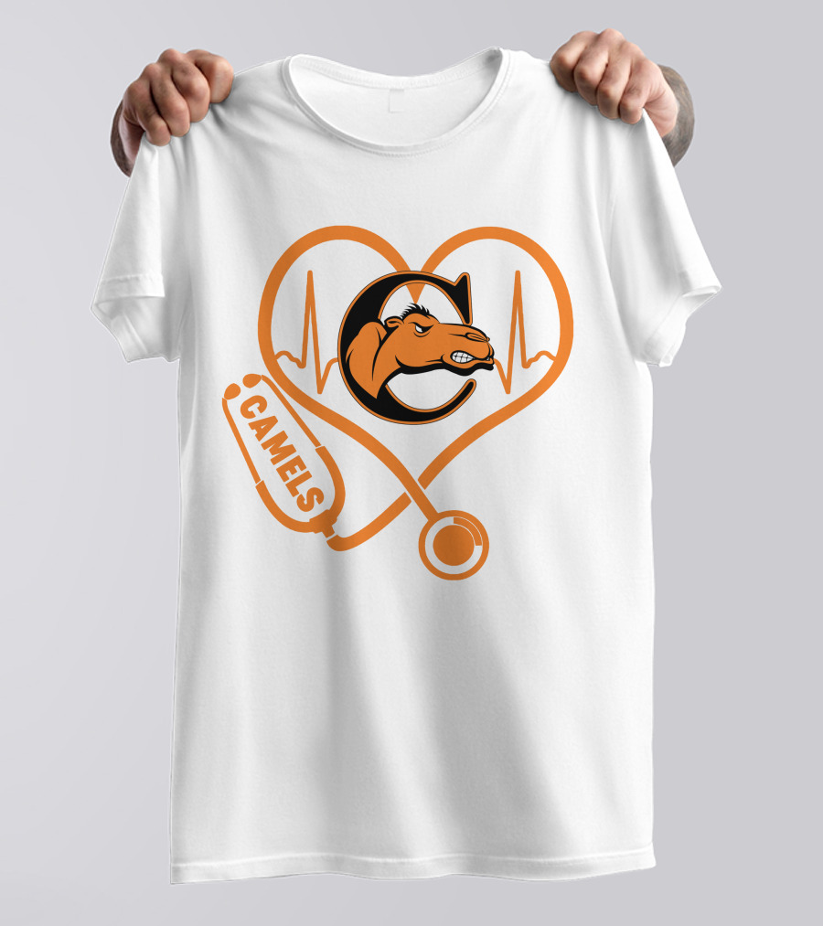 Nurse Love Camels Heartbeat Campbell Fighting Camels T-Shirt