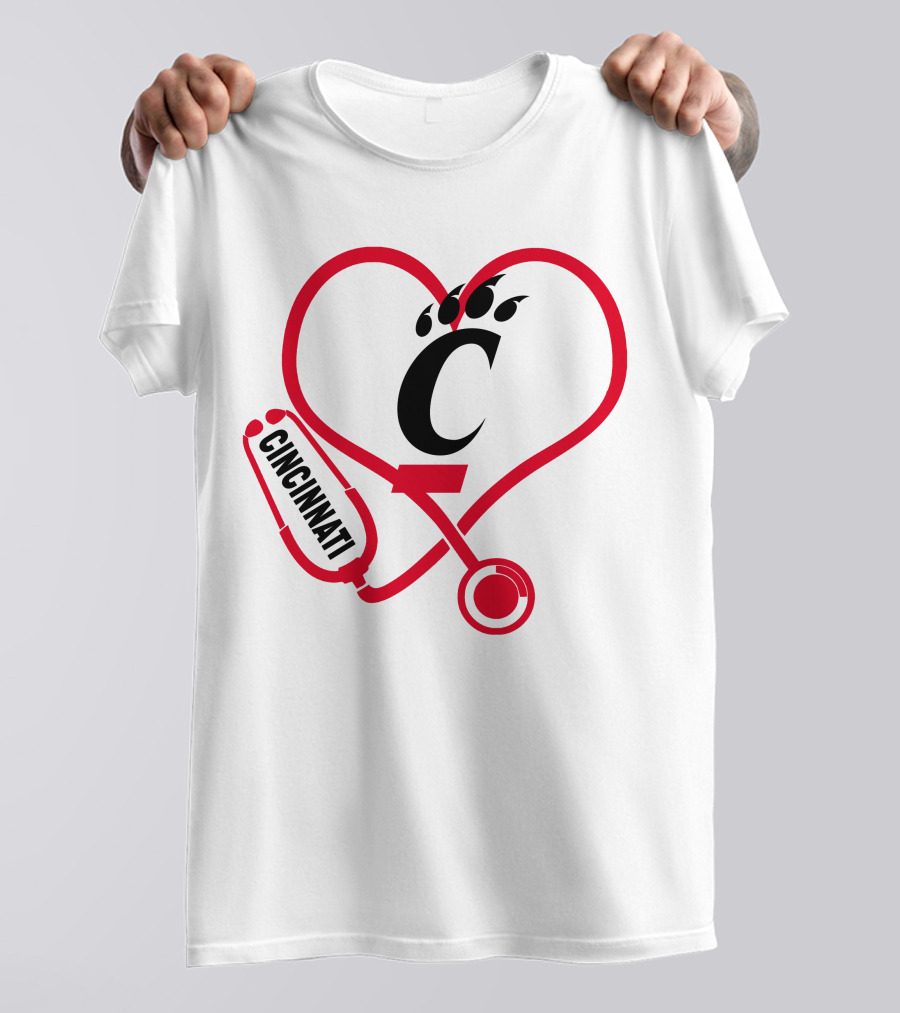 Cincinnati Bearcats Nurse Heart Stethoscope T-Shirt