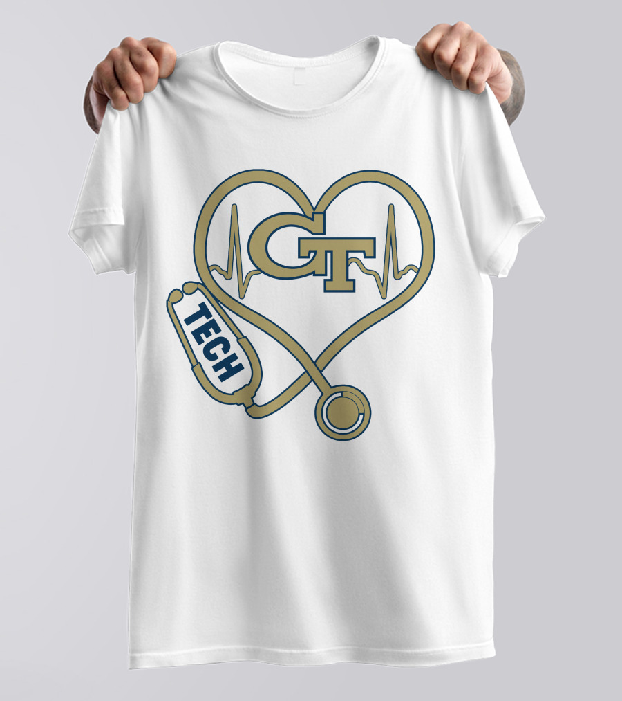 GT Heart Stethoscope Tech Nurse Love Georgia Football T-Shirt