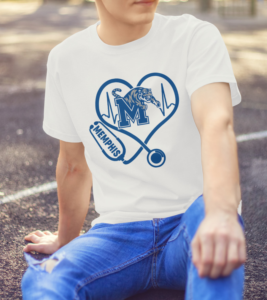 Memphis Tigers Nurse Heartbeat Stethoscope T-Shirt